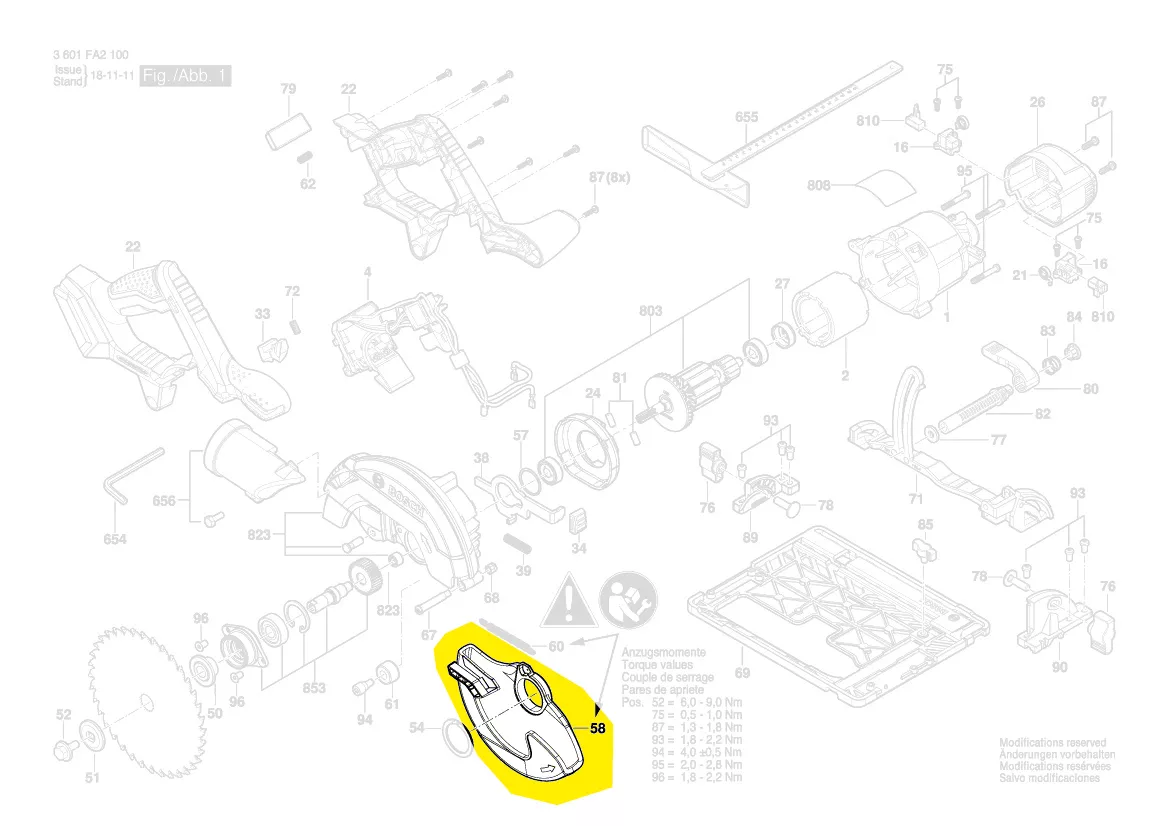 capot protection pendulaire scie circulaire réf. 1 619 P11 900